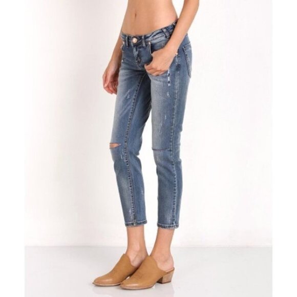 Free People One Teaspoon Freebirds Skinny Jeans Crop Blue indigo Straight leg - Picture 12 of 16